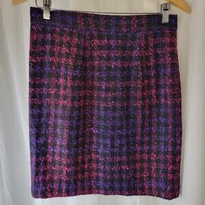 BORA Vintage 80s Pink, Purple, Black Tweed Straight Skirt, 10
